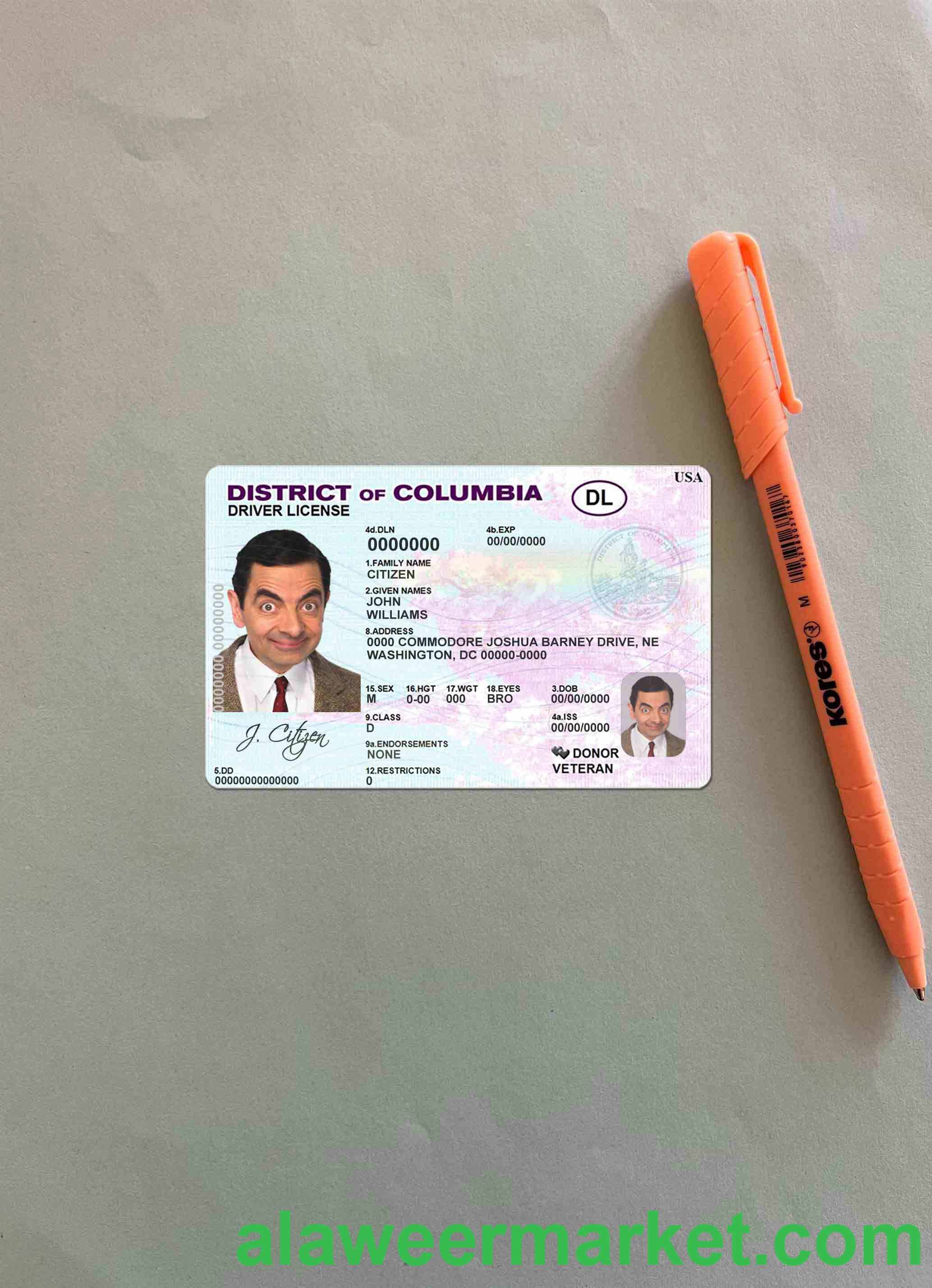 USA District of Columbia DL photolook FRONT